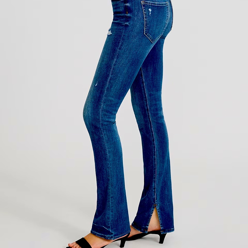 Express Bootcut Jeans Womens 2S Denim Skyscraper Mid Rise Split Ankle NEW !!